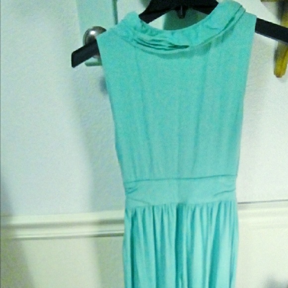 Nwot V-Neck ruffled maxi dress merona turquoise - Picture 3 of 4